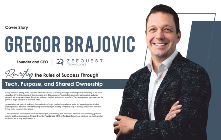 Gregor Brajovic success story: Founder and CEO of ZeeQuest Technologies showcasing visionary leadership and entrepreneurial innovation from Kraftpall to global tech transformation